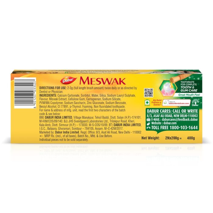 Creme dental Meswak da Dabur (medicinal, natural)