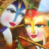Pôster réplica de obra de arte hindu - Krishna e Radha