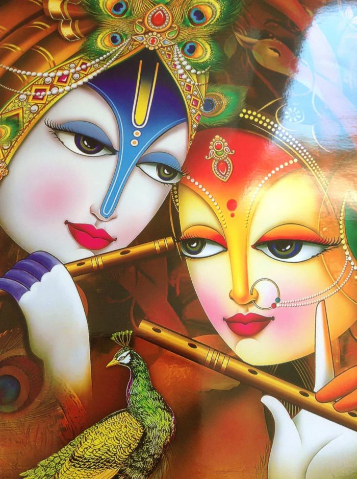 Pôster réplica de obra de arte hindu - Krishna e Radha
