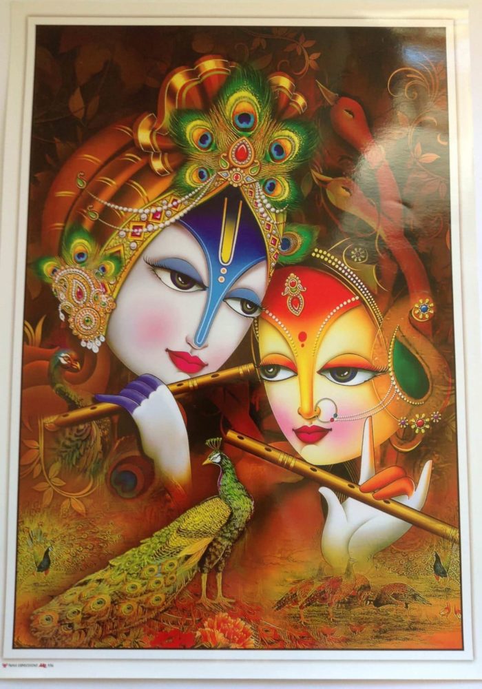 Pôster réplica de obra de arte hindu - Krishna e Radha