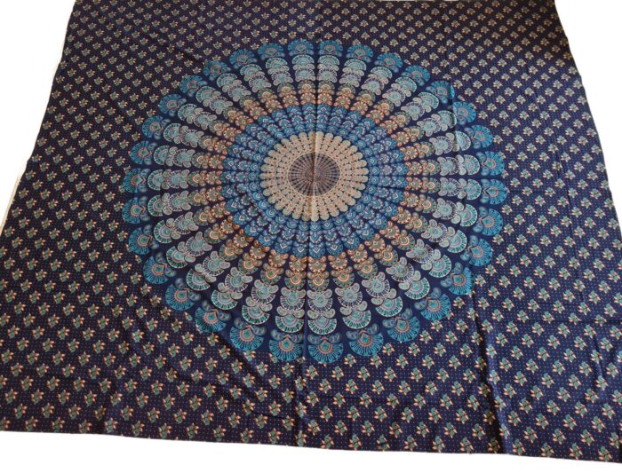 20260825_105411 Panô indiano de algodão estampa de mandala marinho azuis e turquesa 2,40m