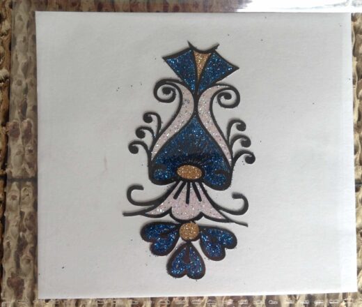 Tatuagem adesiva Jewels indiana com glitter  (floral azul)