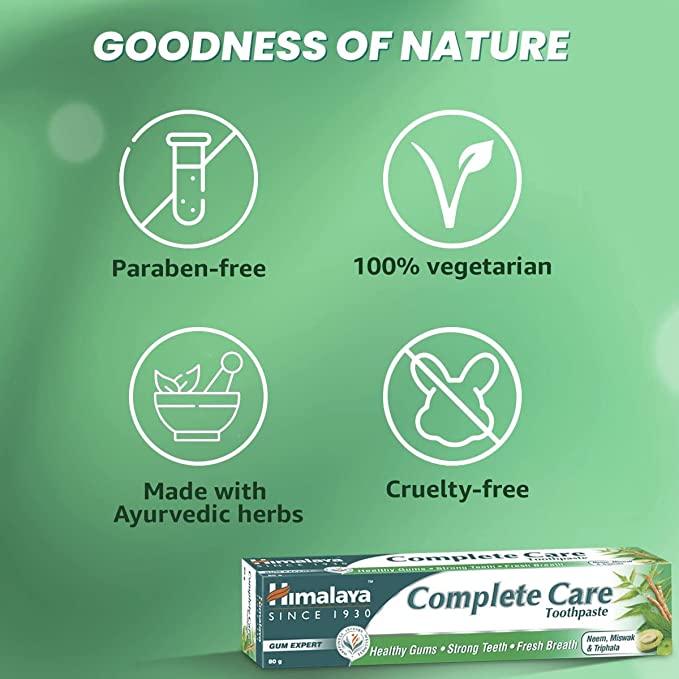 Himalaya creme dental cuidado completo neem, miswak & triphala 80g