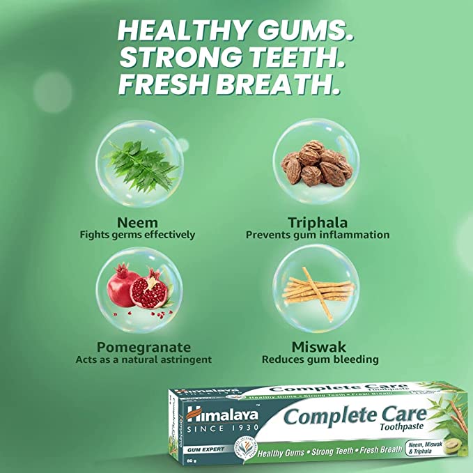 Himalaya creme dental cuidado completo neem, miswak & triphala 80g