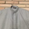 Bata indiana masculina algodão com gola padre cinza