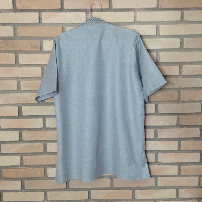 Bata indiana masculina algodão com gola padre cinza