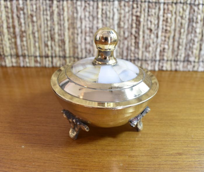 Mini porta jóias indiano de bronze com madrepérolas
