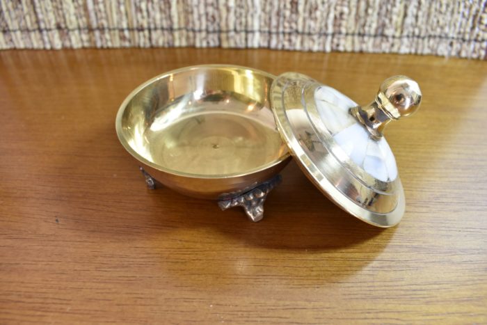 Mini porta jóias indiano de bronze com madrepérolas