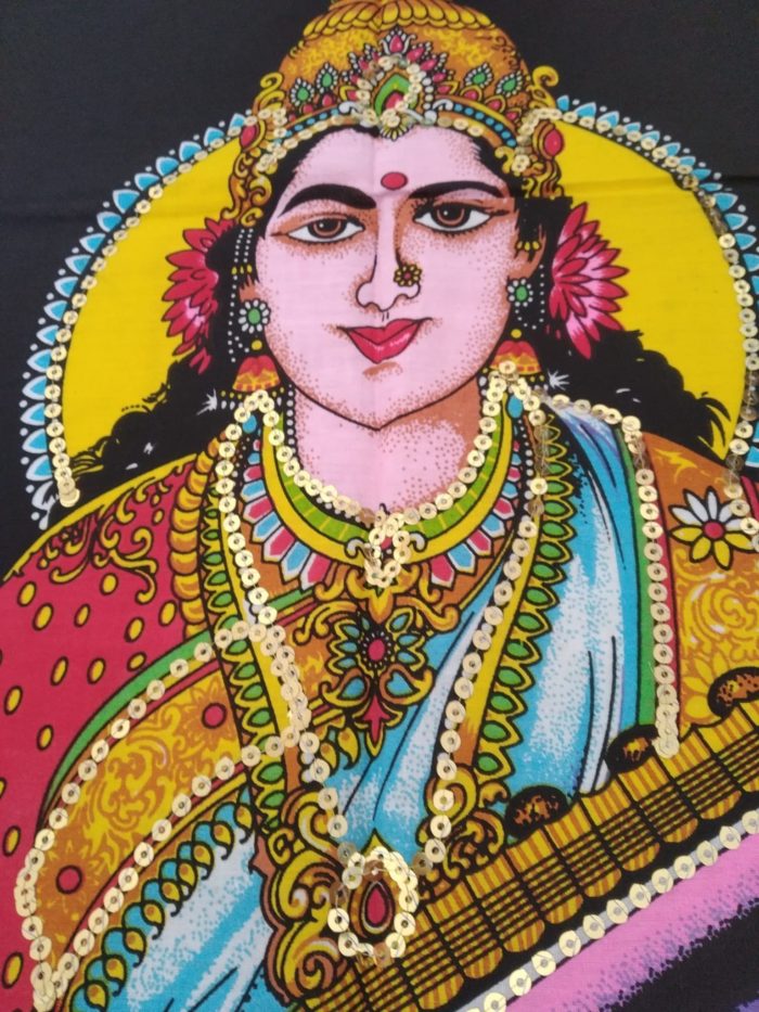 Painel grande clássico de deidade hindu - Saraswati