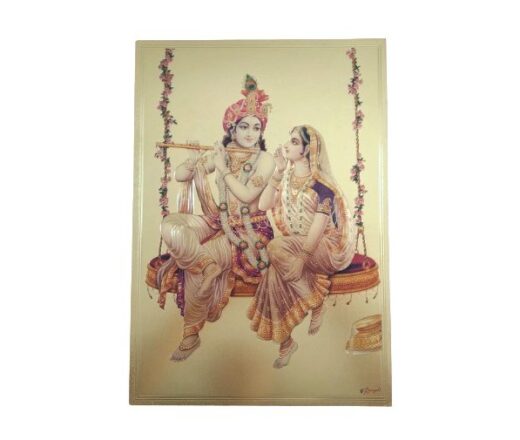 Folha laminada dourada para enquadrar e pendurar – Radha e Krishna III (30 x 21 cm)