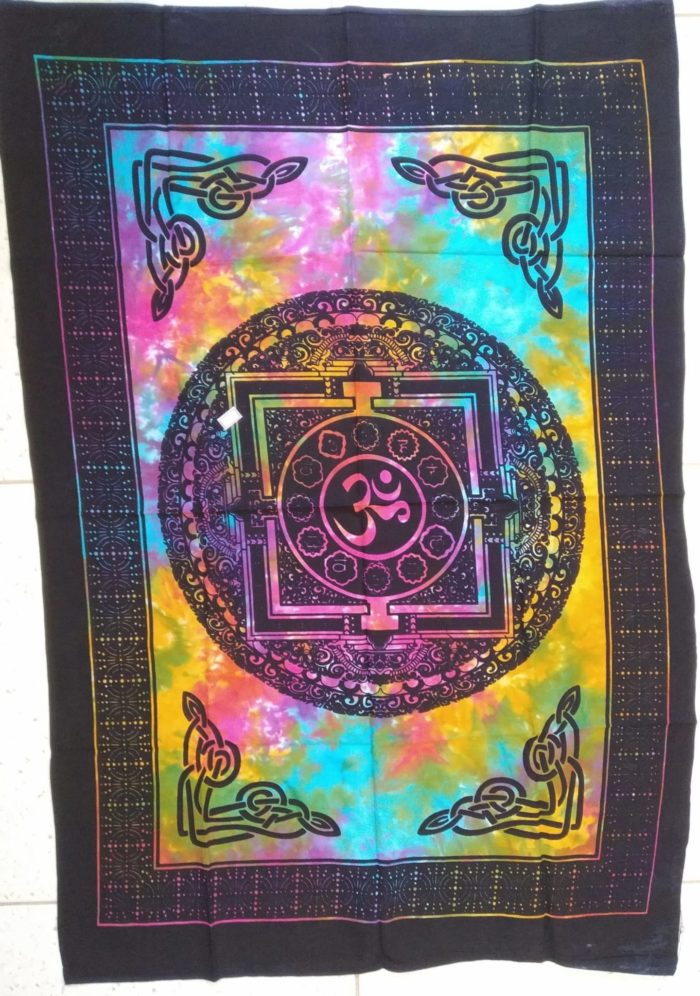 Painel de tecido de Mandala Clássica de OM com técnica Batik