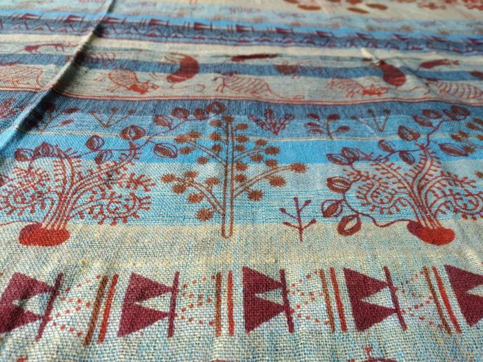 Colcha indiana 100% algodão estampa Rupestre (2.40 m x 2.05 m) tons frios