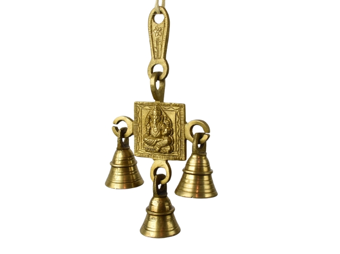 Design sem nome Pendente com 3 sinos de brass do Deus Ganesha
