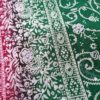 Sari indiano tie dye floral com brilhos verde e vermelho