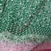 Sari indiano tie dye floral com brilhos verde e vermelho