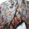 Lenço indiano de seda 100% estampado de elefantes azul