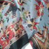 Lenço indiano de seda 100% estampado de elefantes azul