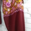 Xale indiano de lã 100% com bordado estilo Kashmir floral