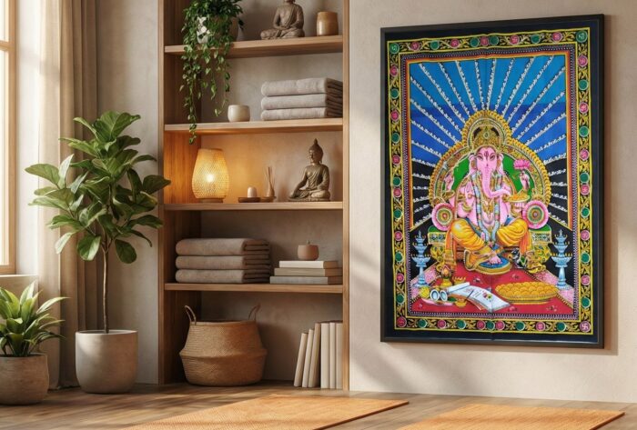 pano de ganesha decorando parede 110cm Painel grande clássico de deidade hindu Ganesha IV