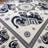 Panô indiano de algodão estampa de elefantes indianos bege e preto
