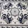 Panô indiano de algodão estampa de elefantes indianos bege e preto