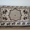 Panô indiano de algodão estampa de elefantes indianos bege e preto
