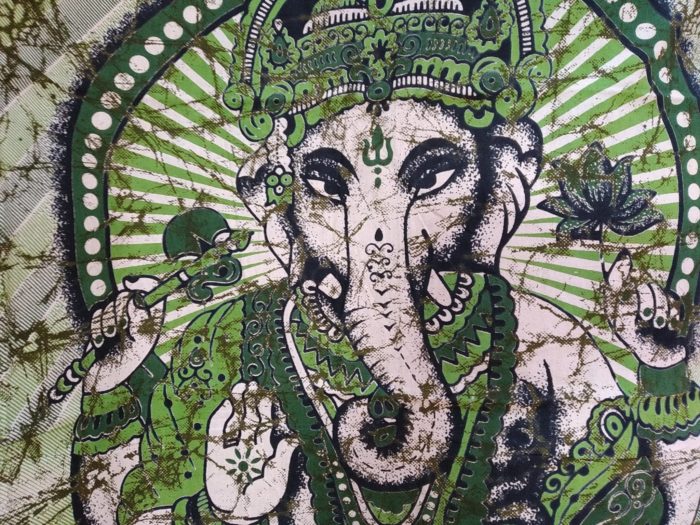 IMG_20190815_131401 Panô indiano de algodão solteiro estampa de Ganesha verde