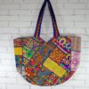 Bolsa indiana Banjara Blue Lux estruturada e forrada 100% bordada
