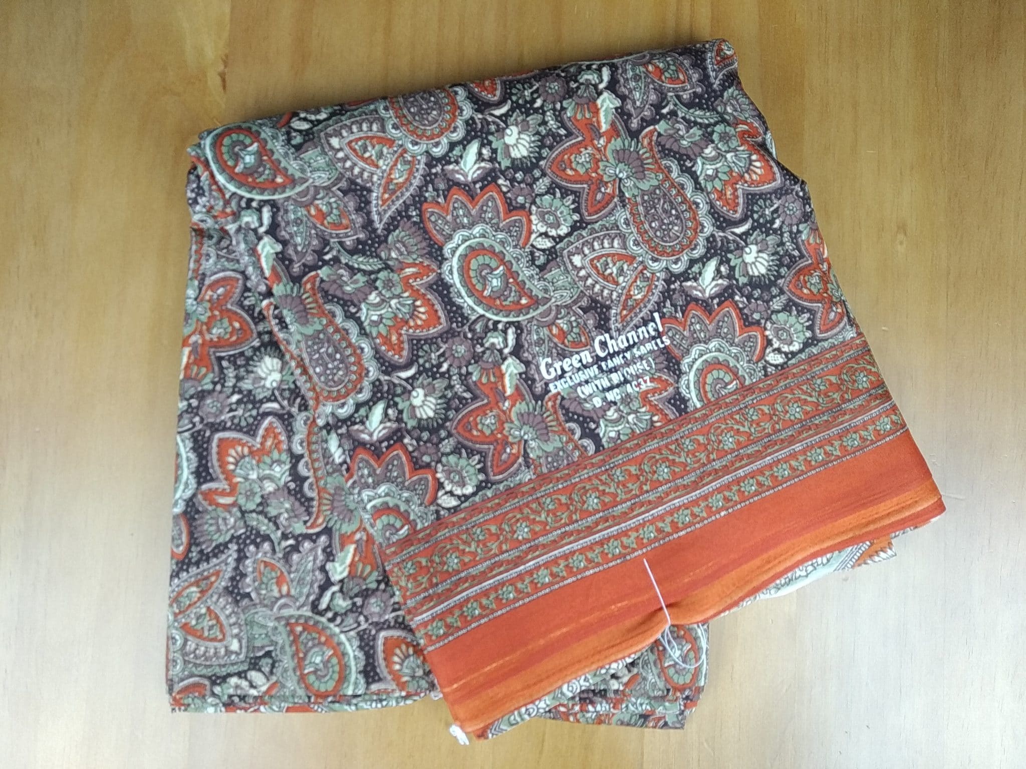 sari floral coral laranja