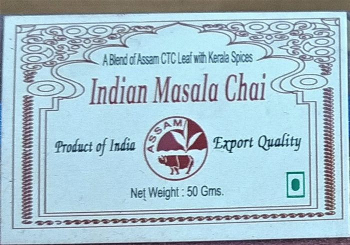 Caixa com chá indiano Masala Chai decorada com Shiva em vidro e madeira