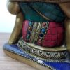 Estátua de Ganesha em bronze com pedras naturais embutidas 17 cm