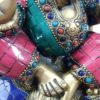 Estátua de Ganesha em bronze com pedras naturais embutidas 17 cm