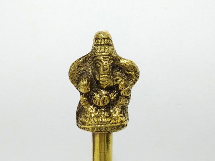 Sino de metal dupla face com imagem de Ganesha e Hanuman 11cm