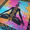 Panô indiano com técnica Tie Dye estampa de Iogue e Chakras 2,40m