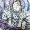 Panô indiano de algodão solteiro estampa de Shiva roxo e azul