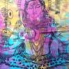 Panô indiano de algodão solteiro estampa de Shiva color batik