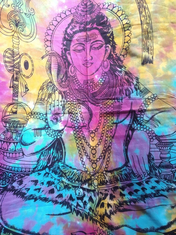 Panô indiano de algodão solteiro estampa de Shiva color batik