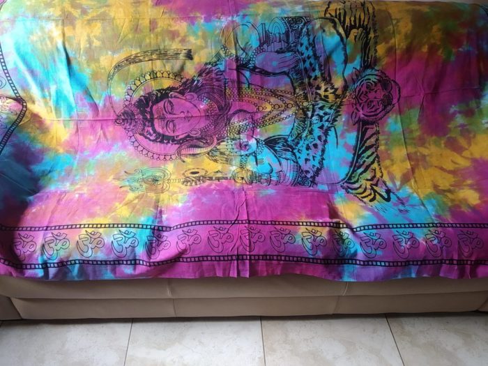Panô indiano de algodão solteiro estampa de Shiva color batik