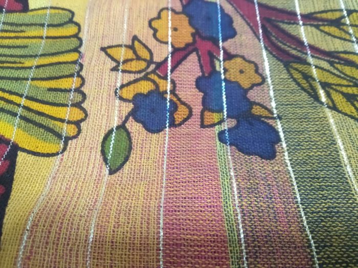 Colcha indiana 100% algodão estampa Árvore da Vida com fios prata (2.40 m x 2.05 m)