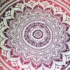 Canga indiana grande redonda mandala com franjas tons rosa