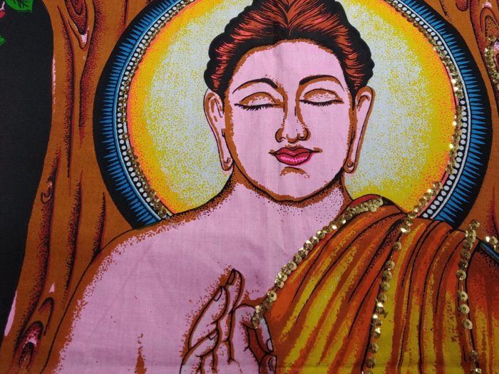 Painel grande clássico do príncipe hindu Buda na Árvore Bodhi