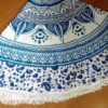 Canga indiana grande redonda mandala com franjas tons azuis