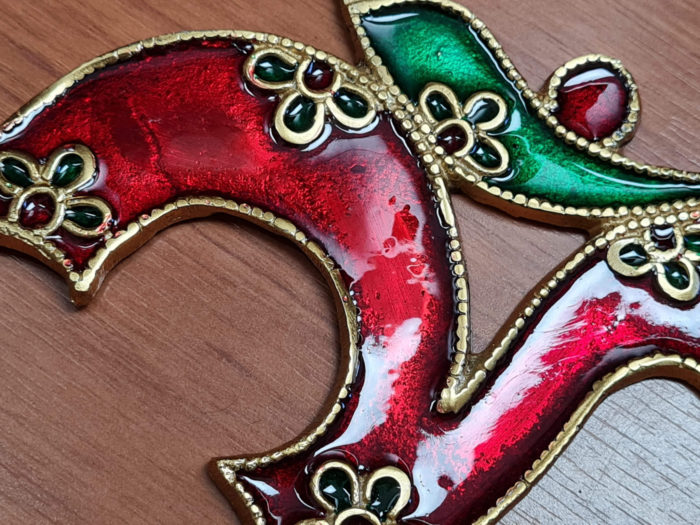 Om de metal esmaltado para decorar a parede 20cm vermelho