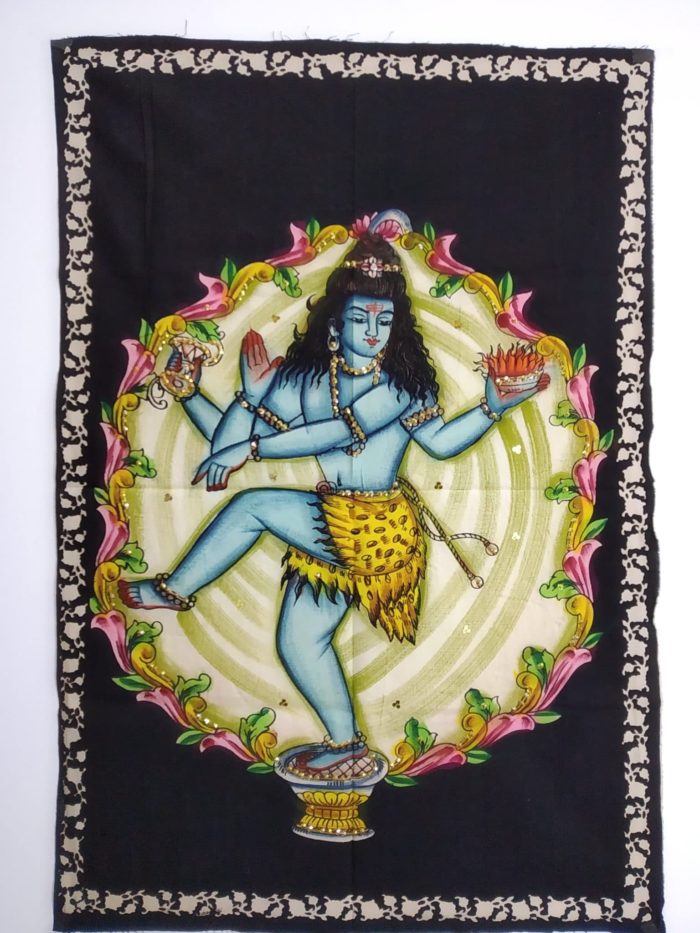 Painel de tecido Coleção Especial pintado à mão Shiva Nataraja 85cm