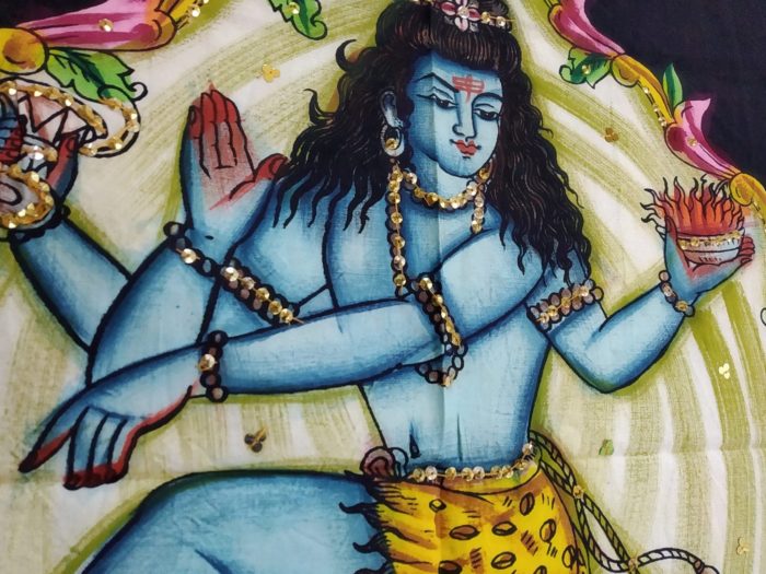 Painel de tecido Coleção Especial pintado à mão Shiva Nataraja 85cm