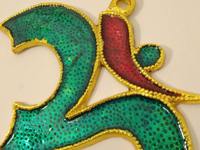 Om de metal esmaltado para decorar a parede 20cm verde