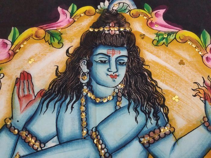 Painel de tecido Coleção Especial pintado à mão Shiva Nataraja 85cm