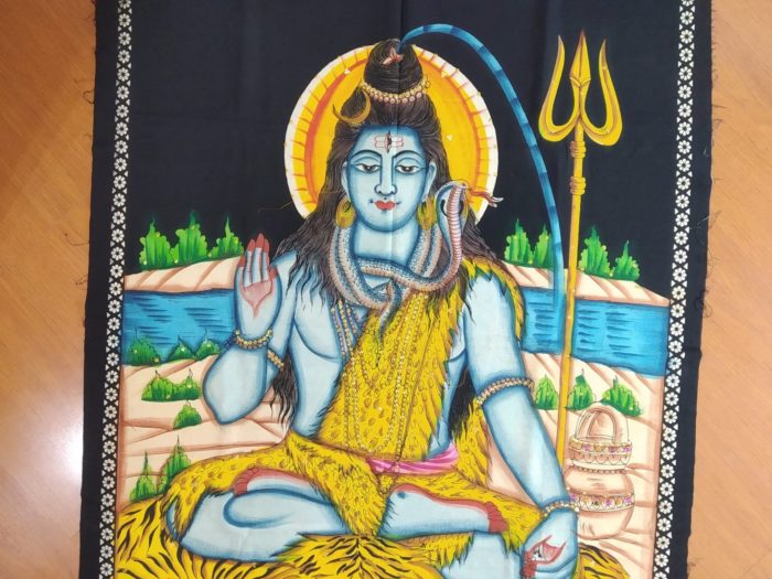 Painel de tecido Coleção Especial pintado à mão com Shiva 110cm