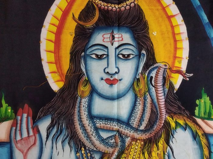 Painel de tecido Coleção Especial pintado à mão com Shiva 110cm