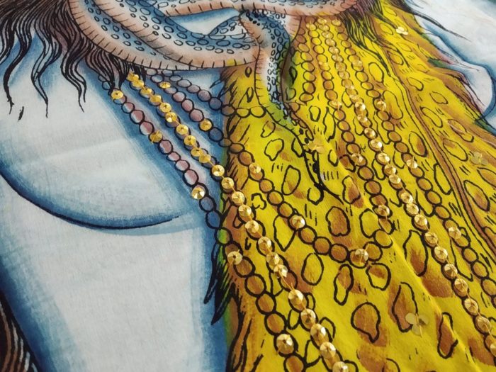 Painel de tecido Coleção Especial pintado à mão com Shiva 110cm